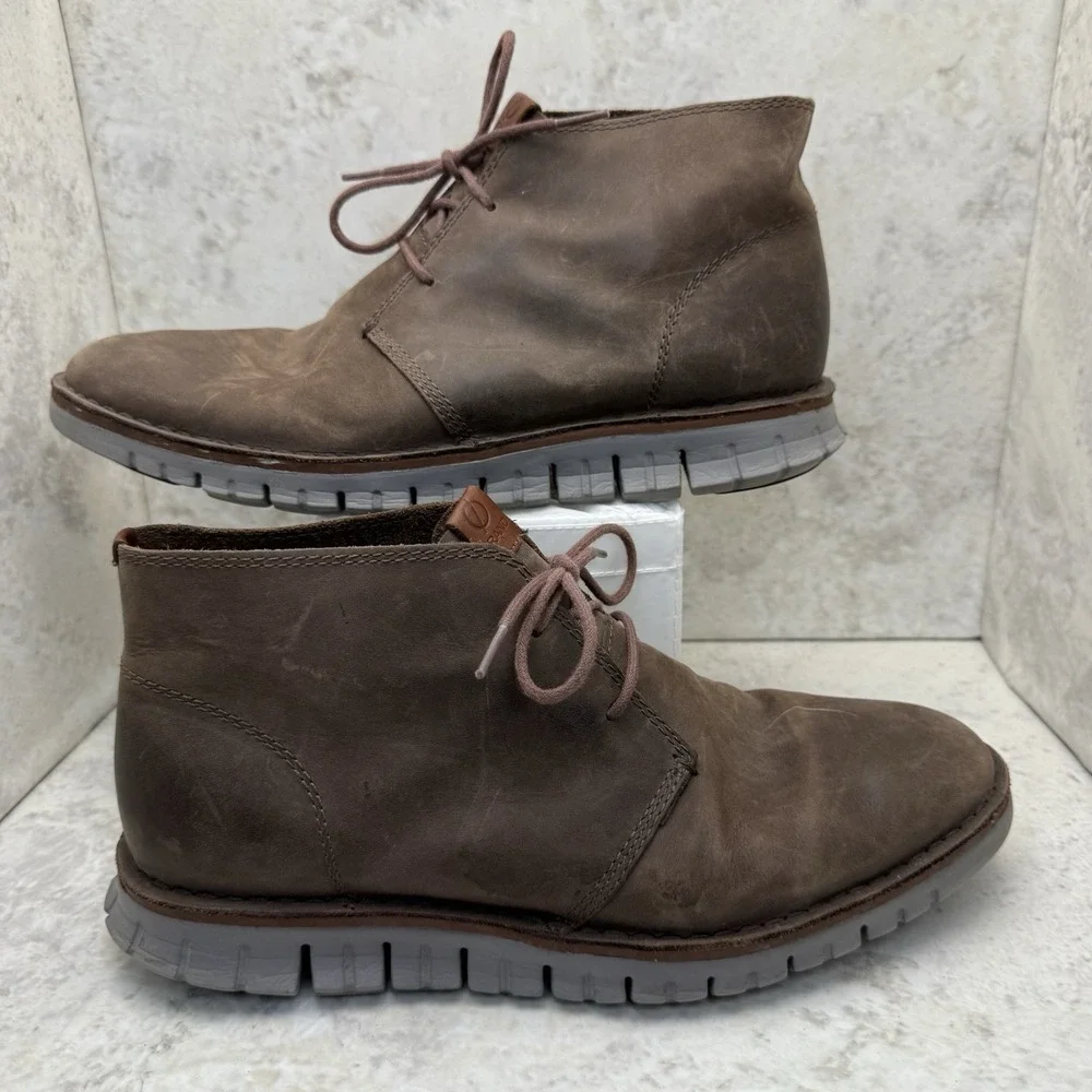 Cole Haan Men's 10 Zerogrand Chukka Lightweight Flex Sole Brown Leather Boots